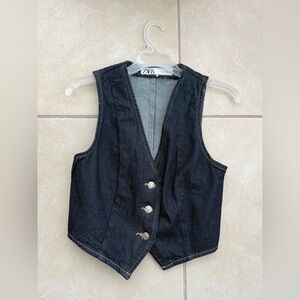 Zara Dark Blue Denim Vest